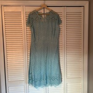 Light teal lace cocktail dress
